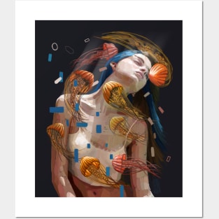 The girl with the jellyfish tattoo Posters and Art